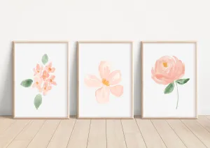 Blush Floral - Set of 3 Nursery Prints