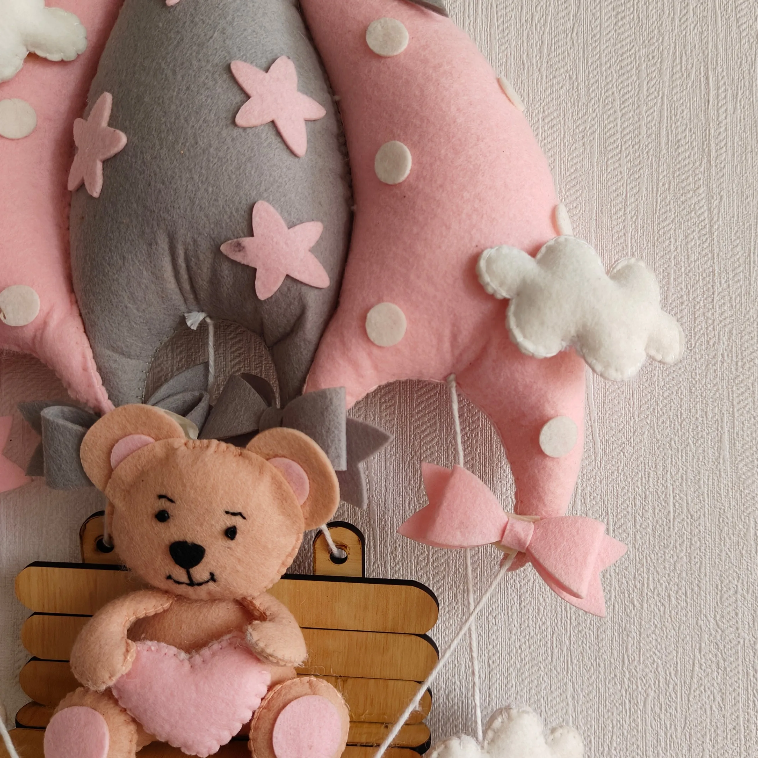 Blush Pink Teddy On a Swing Name Hanging
