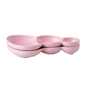 Bruntmor 3-Compartment Modern Matte Porcelain 10.5" Long Appetizer Serving Tray, Triplet