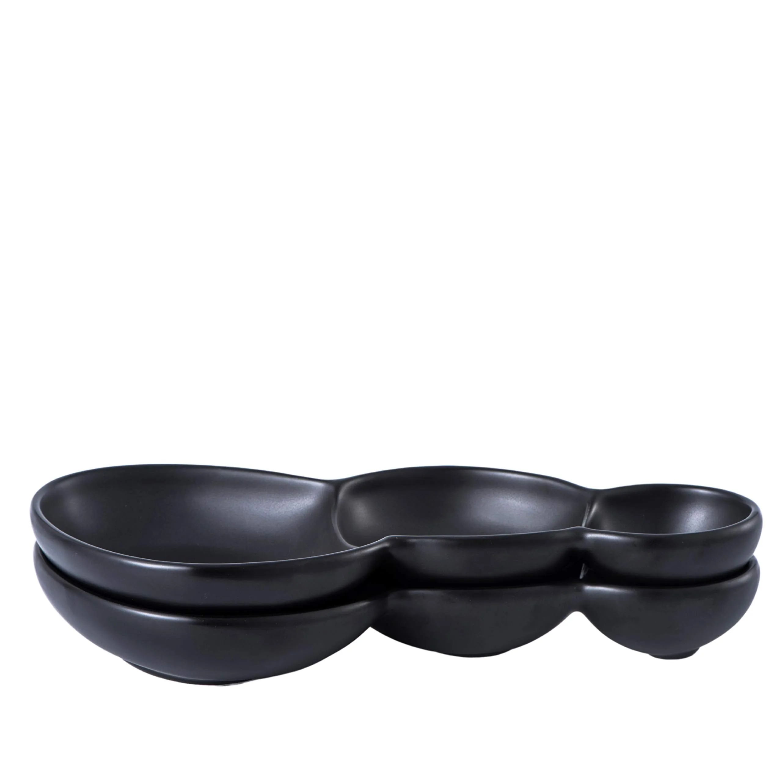 Bruntmor 3-Compartment Modern Matte Porcelain 10.5" Long Appetizer Serving Tray, Triplet