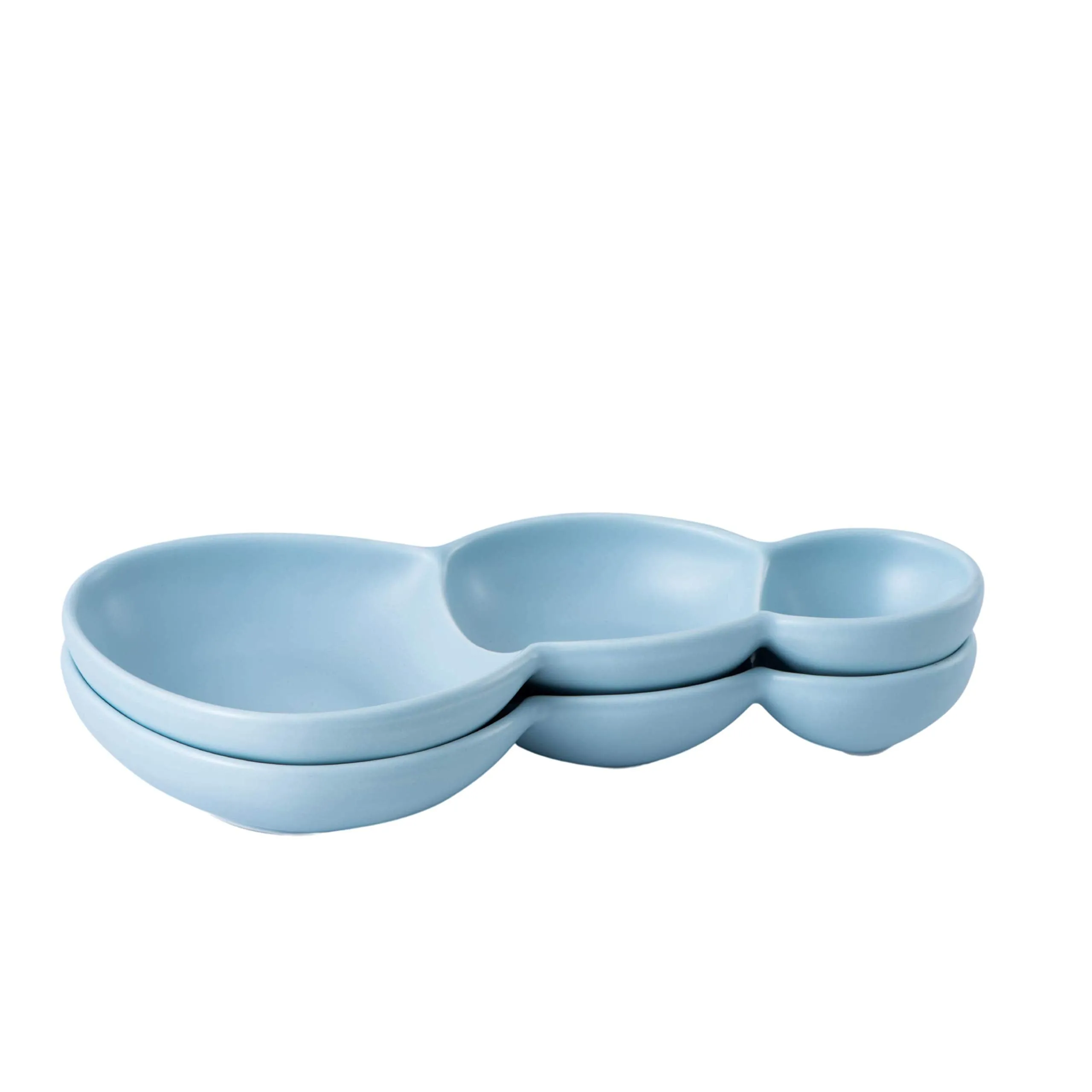 Bruntmor 3-Compartment Modern Matte Porcelain 10.5" Long Appetizer Serving Tray, Triplet