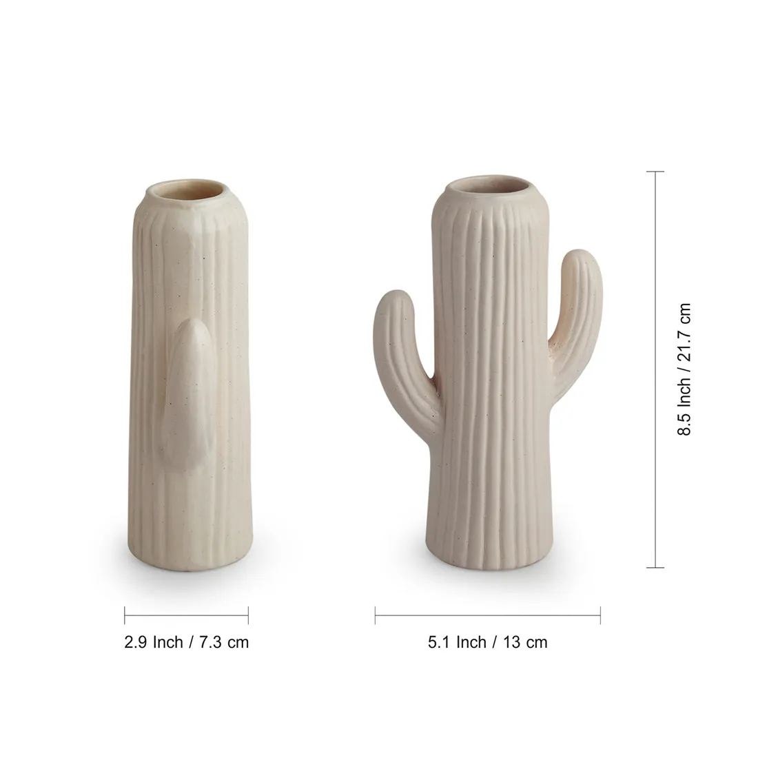 'Cactus Modern' Decorative Ceramic Vase (Handglazed Studio Pottery, 21.6 cm)