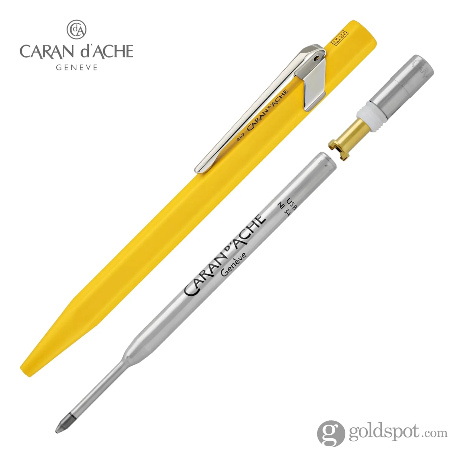 Caran d'Ache 849 Metal Collection Ballpoint Pen in Yellow