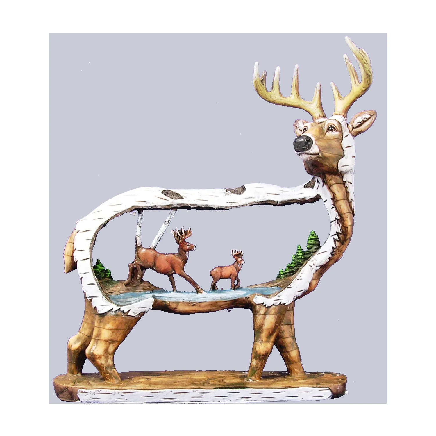 Carved Standing Deer Figurine