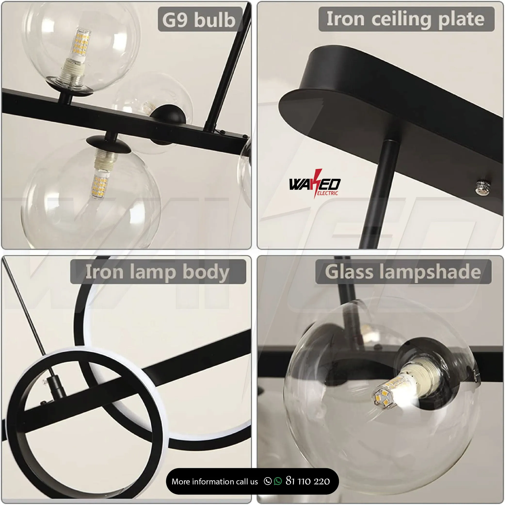 Chandelier with 2 led rings and 5 lamps