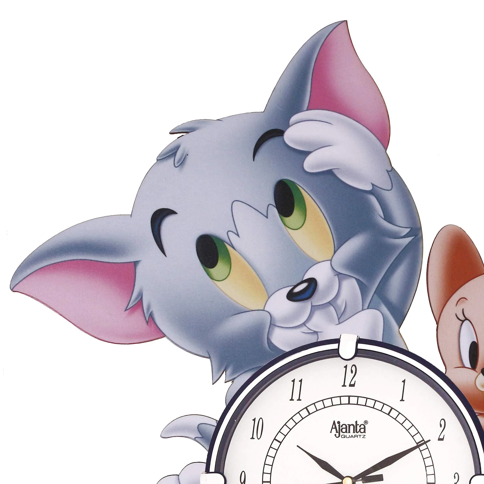 CIRCADIAN Cartoon Ajanta Wooden Hand Painted Wall Clock for Home Living Room Office Bedroom (Multi-Color || 16X14 in)
