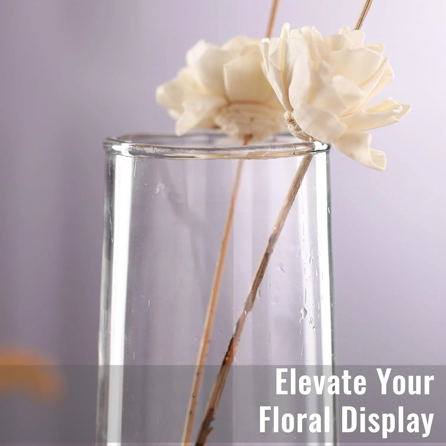 Clovefry Meenar Shape Glass Decorative Glass Vases, Flower Vase Tapered (10 X 30 Cm, Clear)