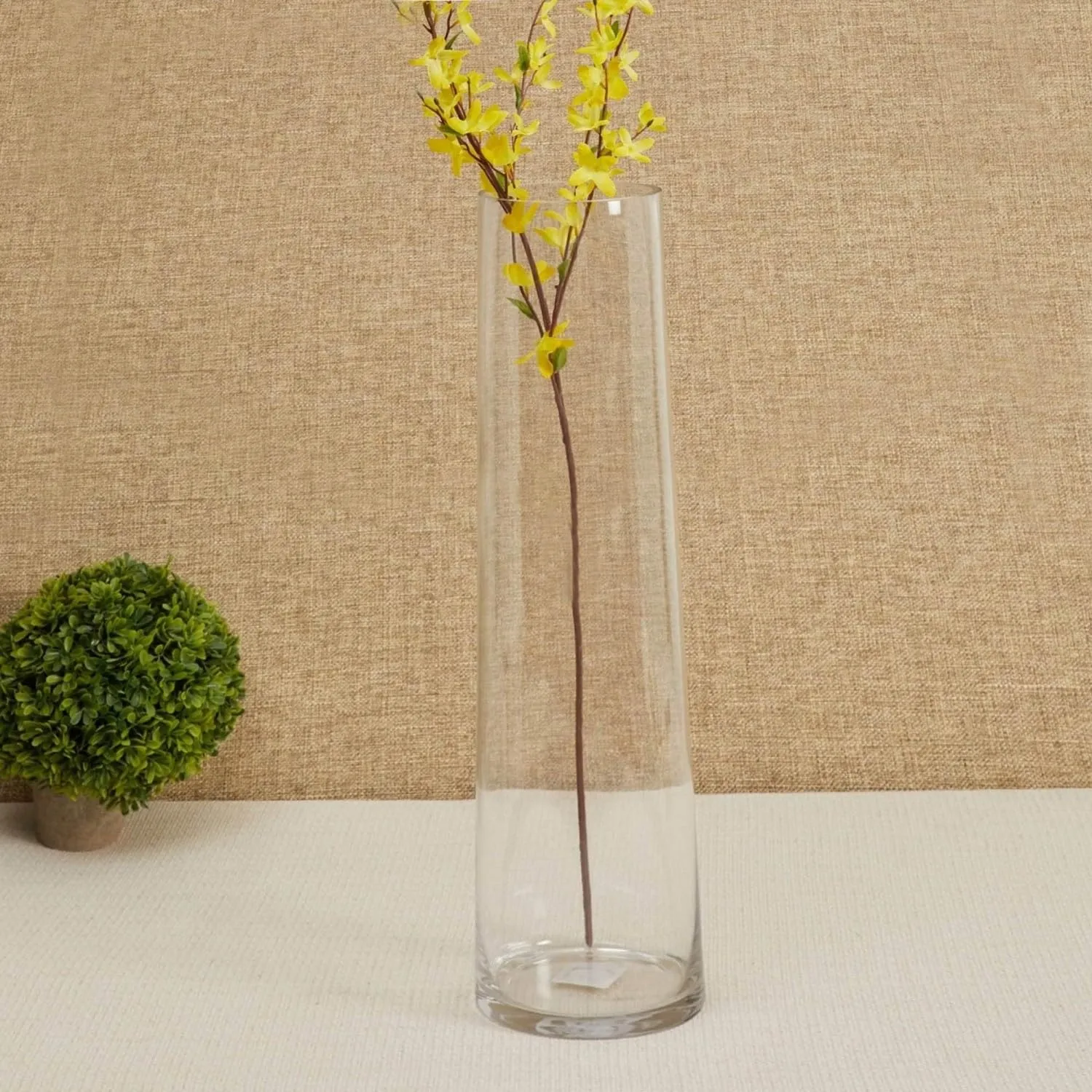 Clovefry Meenar Shape Glass Decorative Glass Vases, Flower Vase Tapered (10 X 30 Cm, Clear)