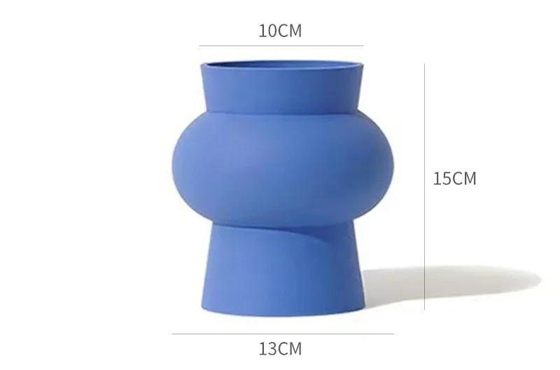 Cobalt Blue Round Ceramic Modern Vase