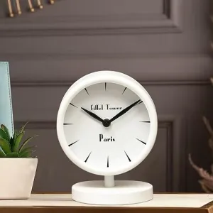 Cocovey Homes White Table Clock for Office Desk, Analog Clock for Study Table
