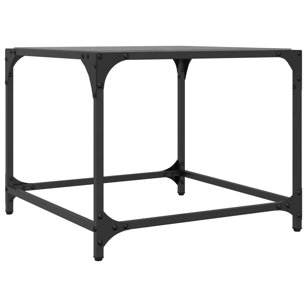 Coffee Tables with Black Glass Top 2 pcs 50x50x40 cm Steel