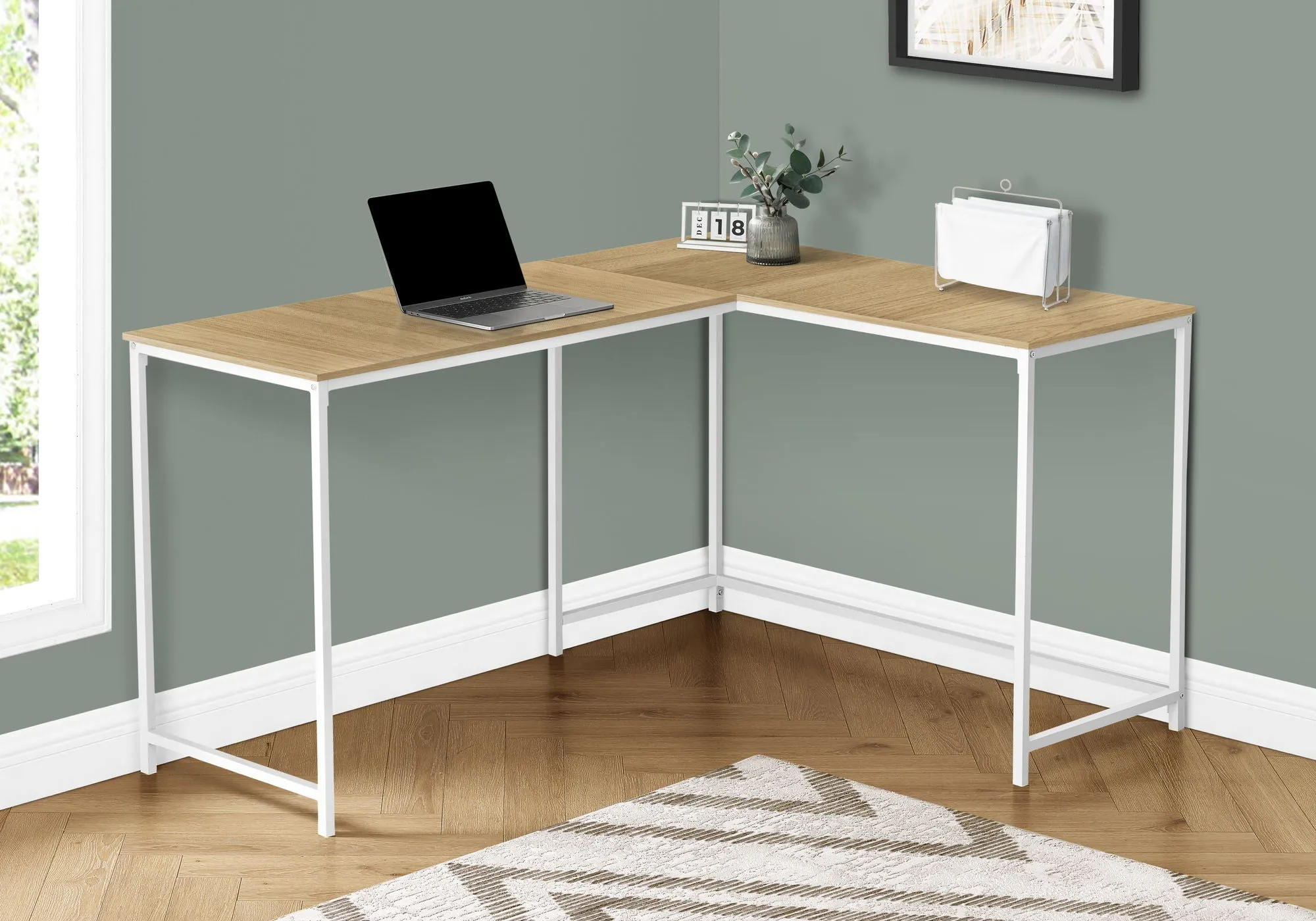 Computer Desk, Home Office, Corner, L Shape, Laptop, Marble Look Contemporary & Modern by Couch.com
