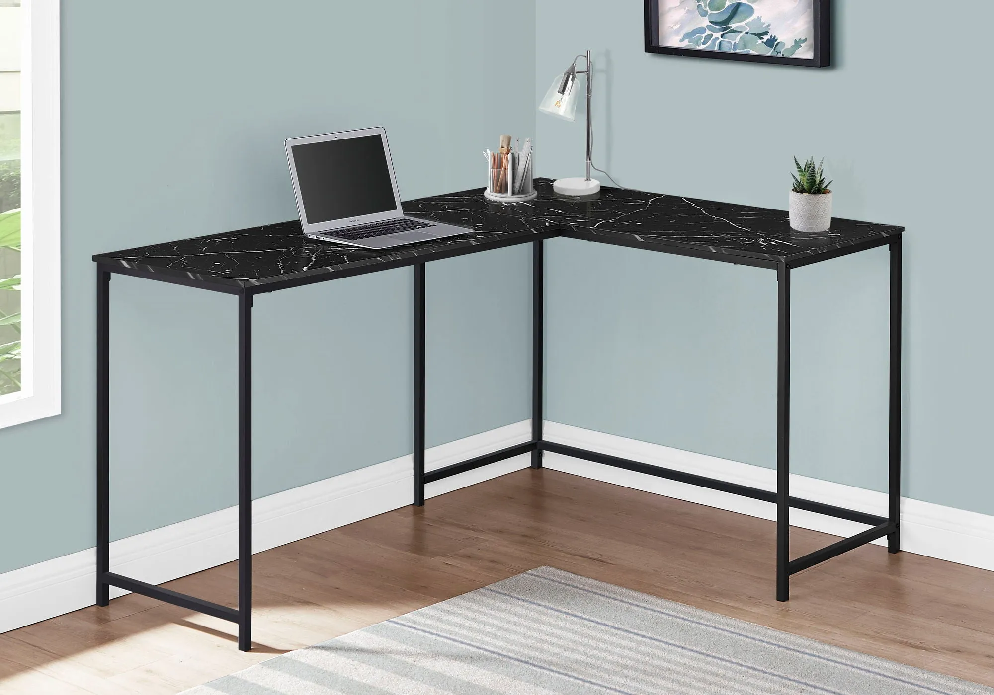 Computer Desk, Home Office, Corner, L Shape, Laptop, Marble Look Contemporary & Modern by Couch.com