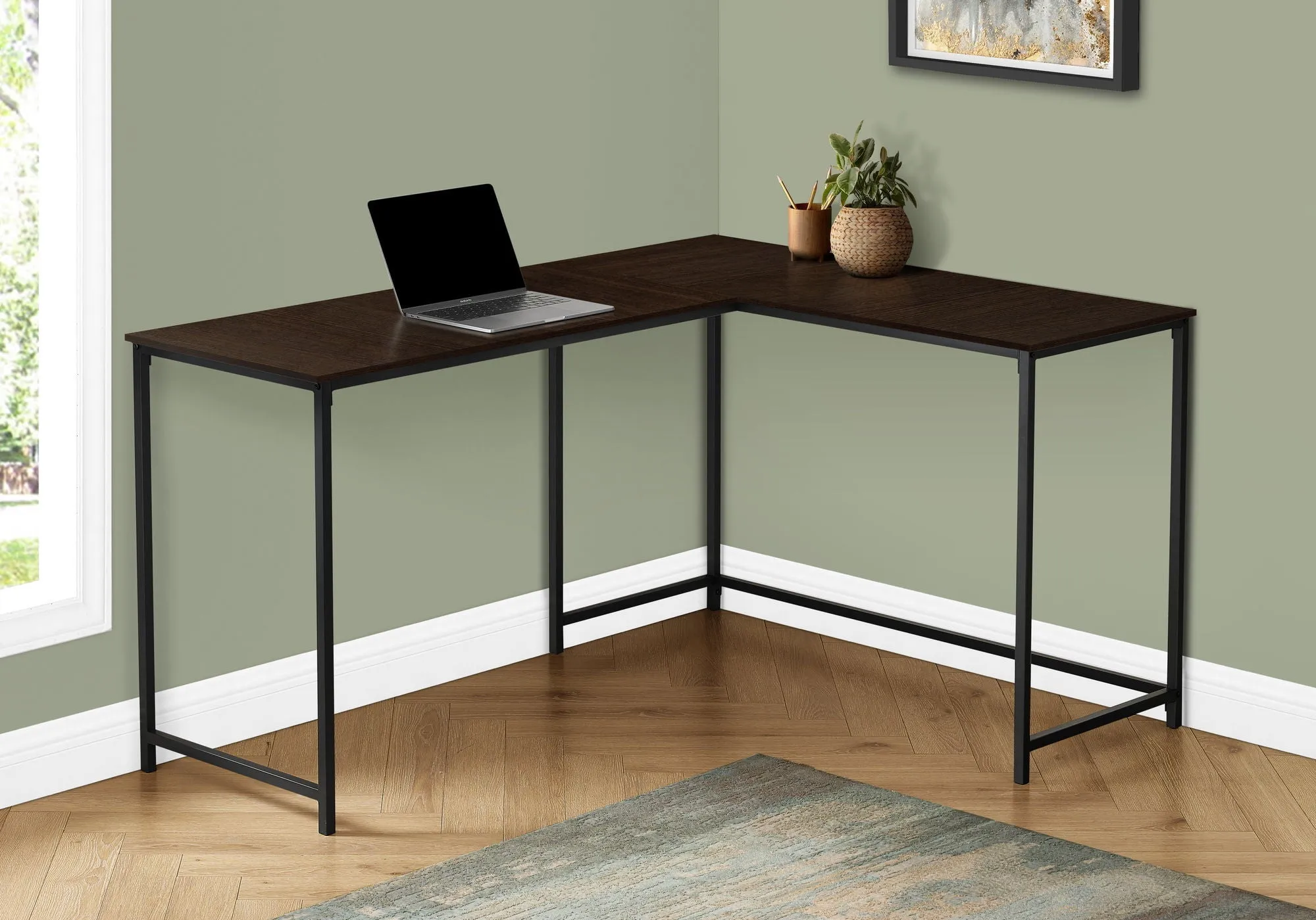Computer Desk, Home Office, Corner, L Shape, Laptop, Marble Look Contemporary & Modern by Couch.com