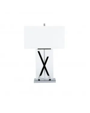 Crystal Rectangle Table Lamp - Lighting - X Shape Chrome 27 inch