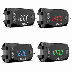 DC 6V-30V 3 In 1 Multifunction Digital Time Clock   Thermometer  Voltmeter LED Display Motorcycle Waterproof IP67 for Car Boat