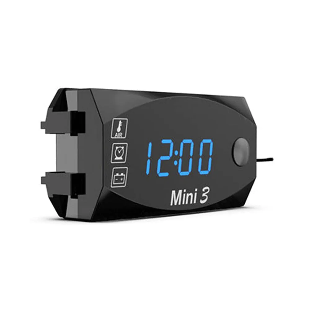 DC 6V-30V 3 In 1 Multifunction Digital Time Clock   Thermometer  Voltmeter LED Display Motorcycle Waterproof IP67 for Car Boat
