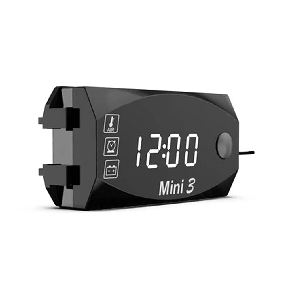DC 6V-30V 3 In 1 Multifunction Digital Time Clock   Thermometer  Voltmeter LED Display Motorcycle Waterproof IP67 for Car Boat