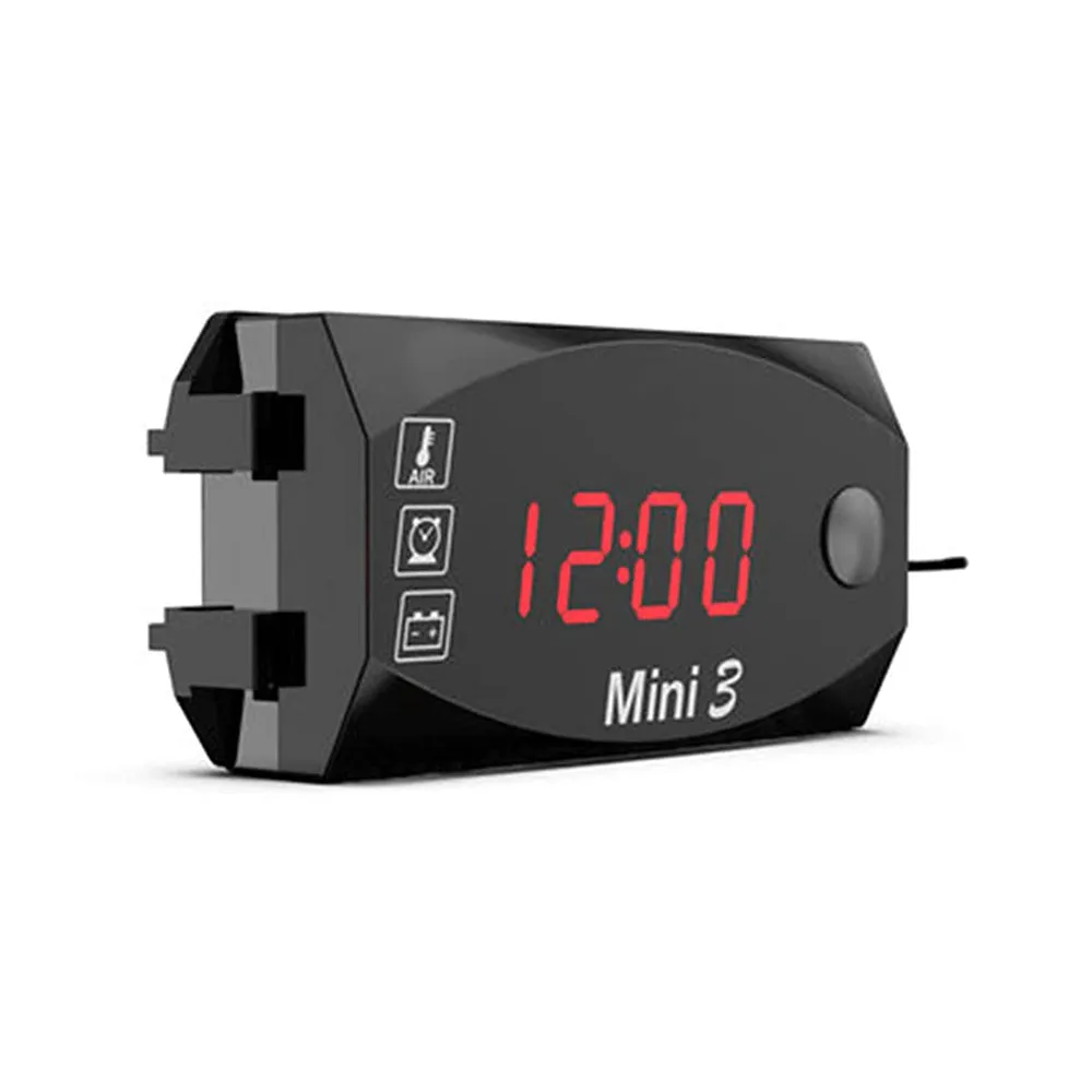 DC 6V-30V 3 In 1 Multifunction Digital Time Clock   Thermometer  Voltmeter LED Display Motorcycle Waterproof IP67 for Car Boat