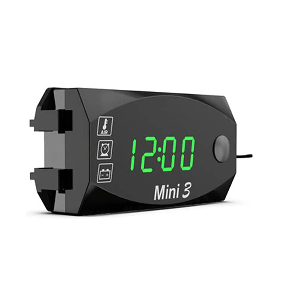 DC 6V-30V 3 In 1 Multifunction Digital Time Clock   Thermometer  Voltmeter LED Display Motorcycle Waterproof IP67 for Car Boat