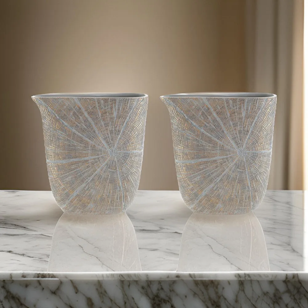Denver Vase, Set of 2, 14 Inch, Starburst Pattern, Antique Gold Polyresin By Casagear Home