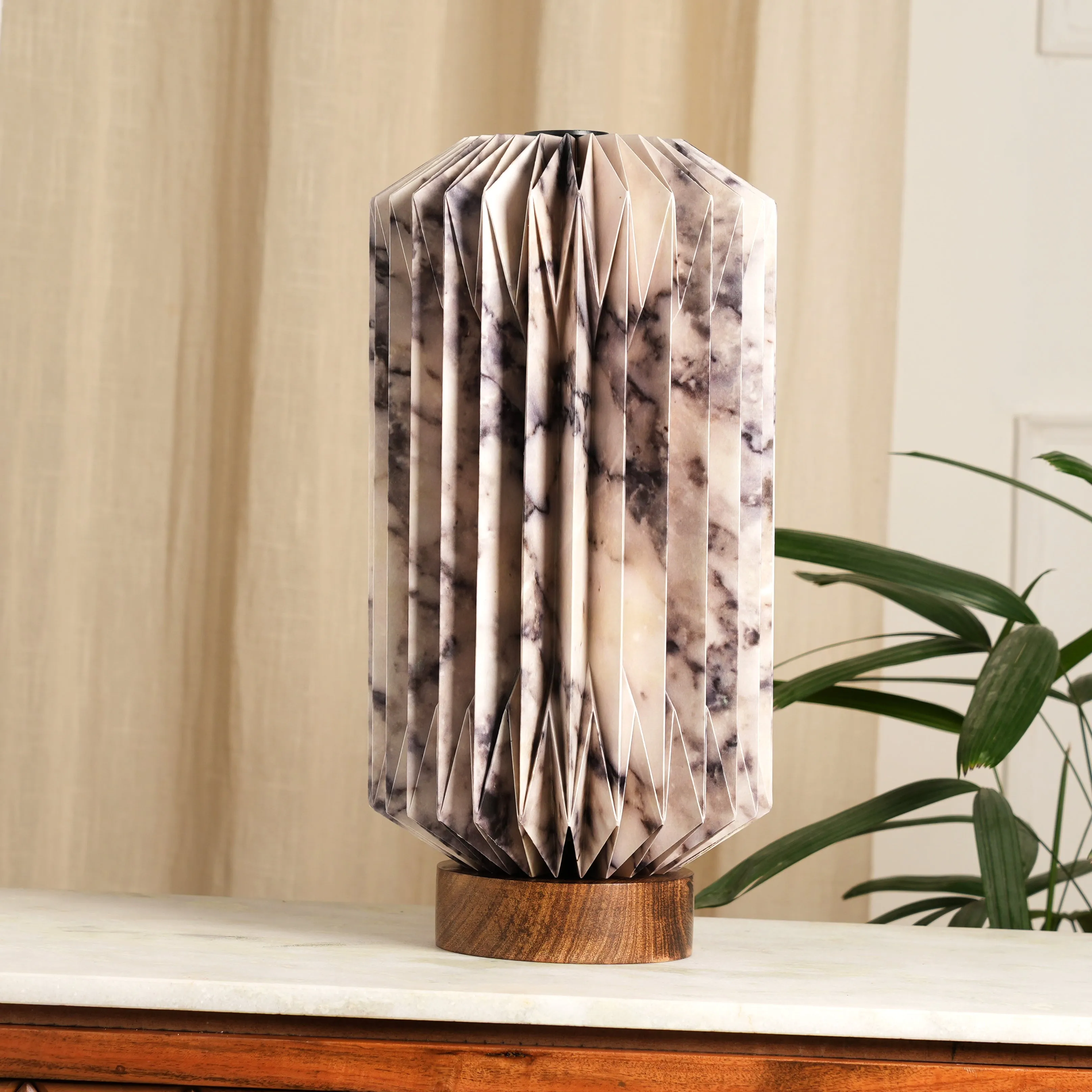 Drum Marble Print Table Lamp
