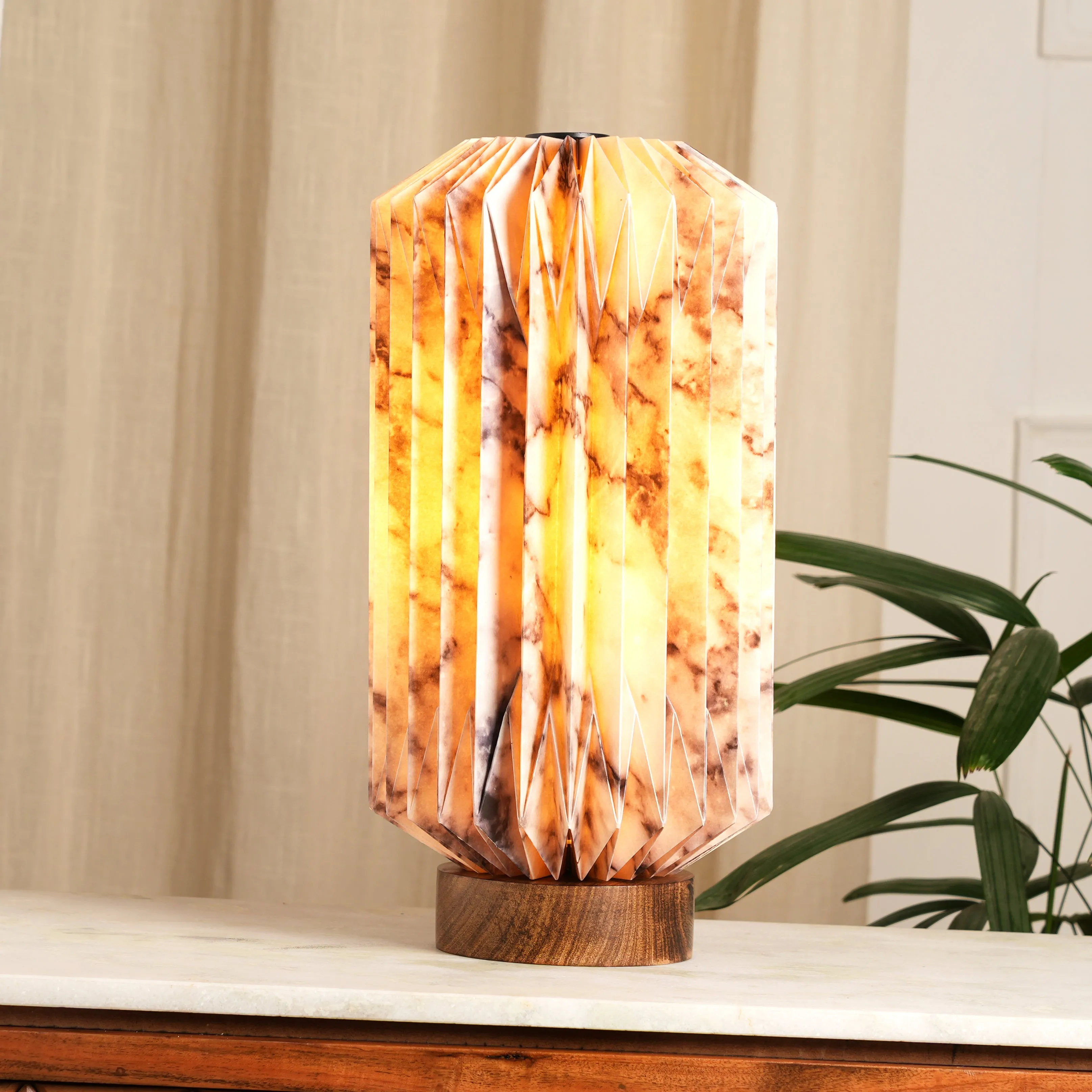 Drum Marble Print Table Lamp