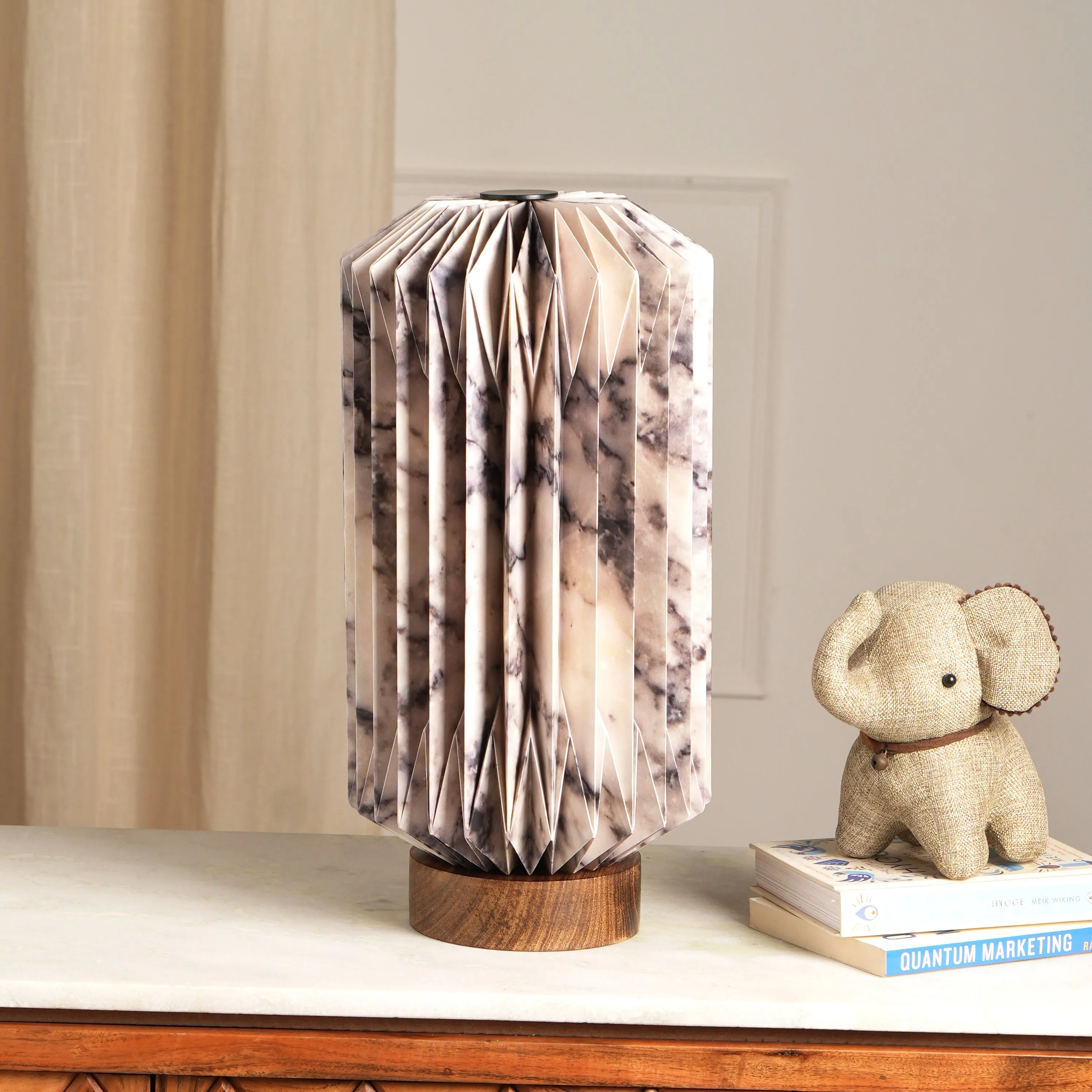 Drum Marble Print Table Lamp