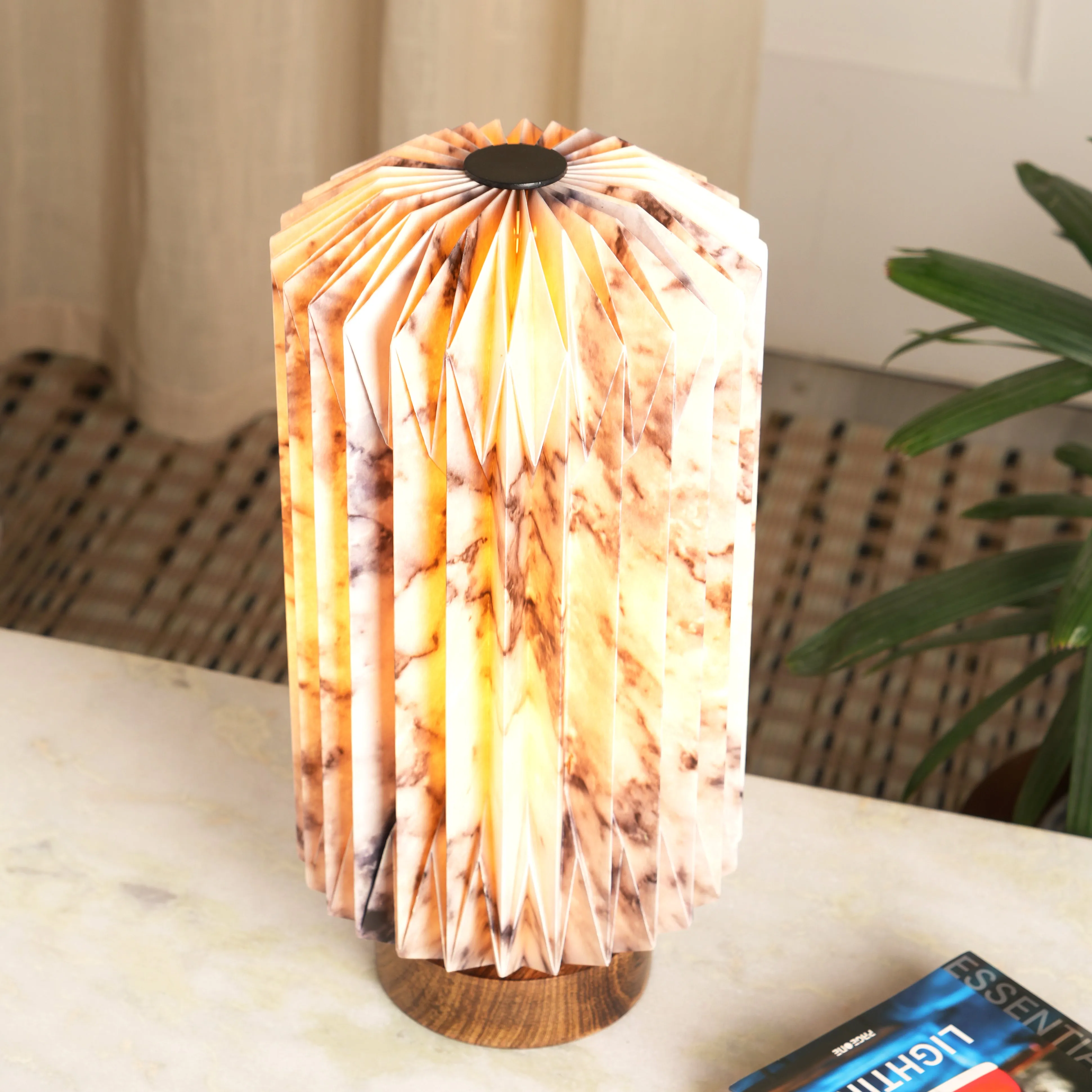 Drum Marble Print Table Lamp