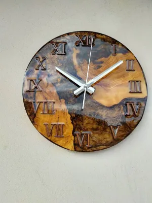 Epoxy Wall Clock, Resin Wall Clock, Wooden Wall Clock, Large wall clock