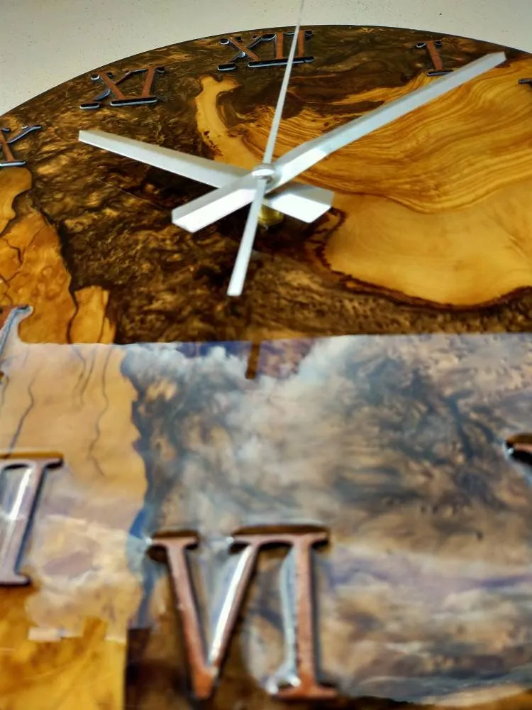 Epoxy Wall Clock, Resin Wall Clock, Wooden Wall Clock, Large wall clock