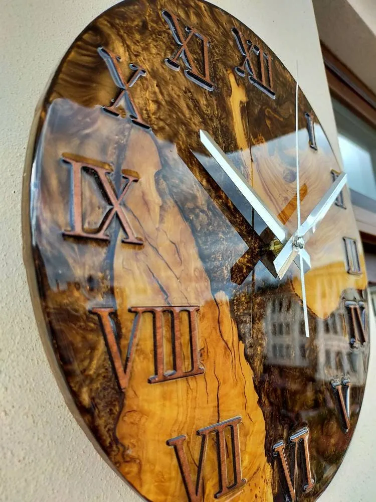 Epoxy Wall Clock, Resin Wall Clock, Wooden Wall Clock, Large wall clock