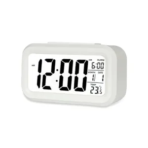 GLUN® Backlight LED Digital Alarm Clock with Snooze Function, Date, Time, Calendar, and Temperature, Battery Operated for Bedrooms, Office Table and Desk