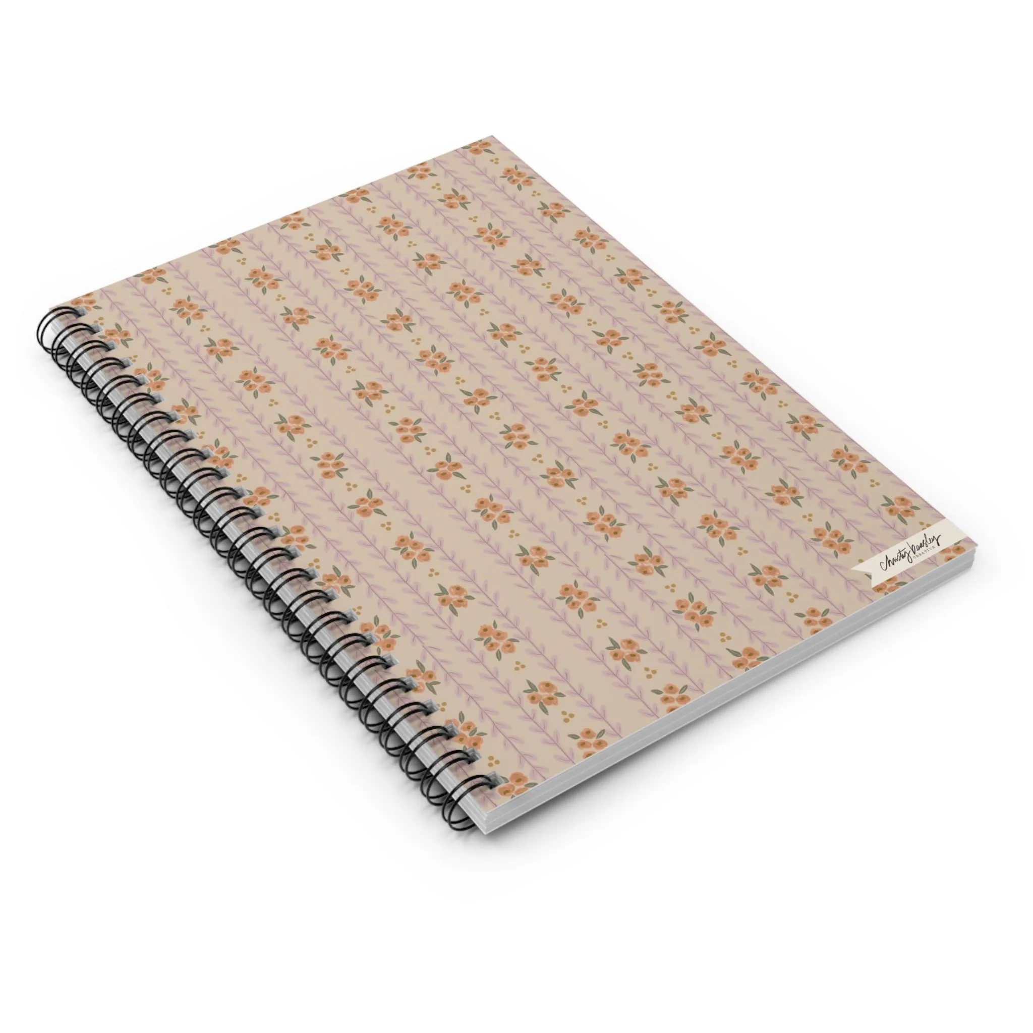 “Granny Floral Stripes”  Spiral Notebook - Ruled Line - by Christy Beasley