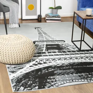 Grey Funky Eiffel Tower Print Rug - Texas
