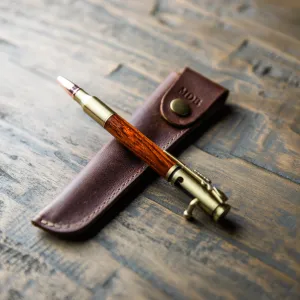 Hand-Turned Rose Wood .30 Caliber Bolt Action Pen   Pen Sleeve