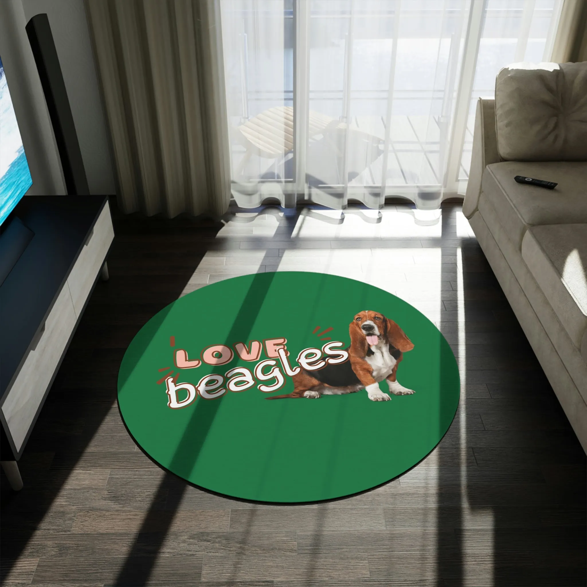 I love Beagles Dog POD Round Rug