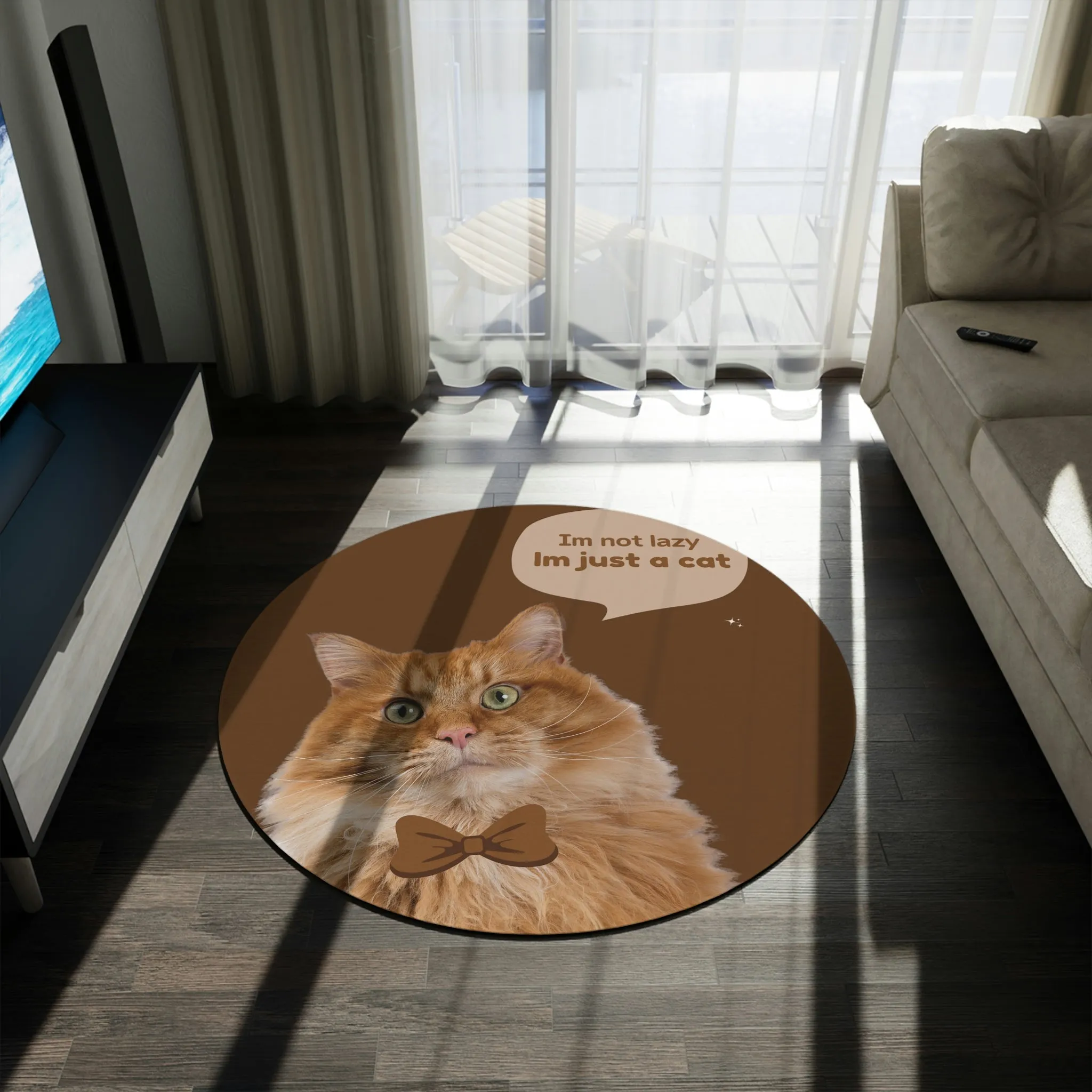 Im Not lazy Im Just a Cat POD Round Rug