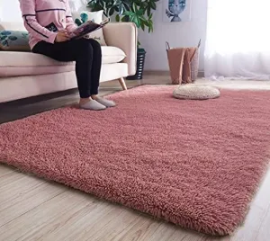 imra carpet Soft Modern Shag Area Rugs Fluffy Living Room Carpet Comfy Bedroom Home Decorate Floor Kids Playing Mat 2 Feet by 3 Feet, Bluse-Pink