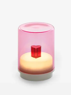 Indigo owl pink gem table lamp