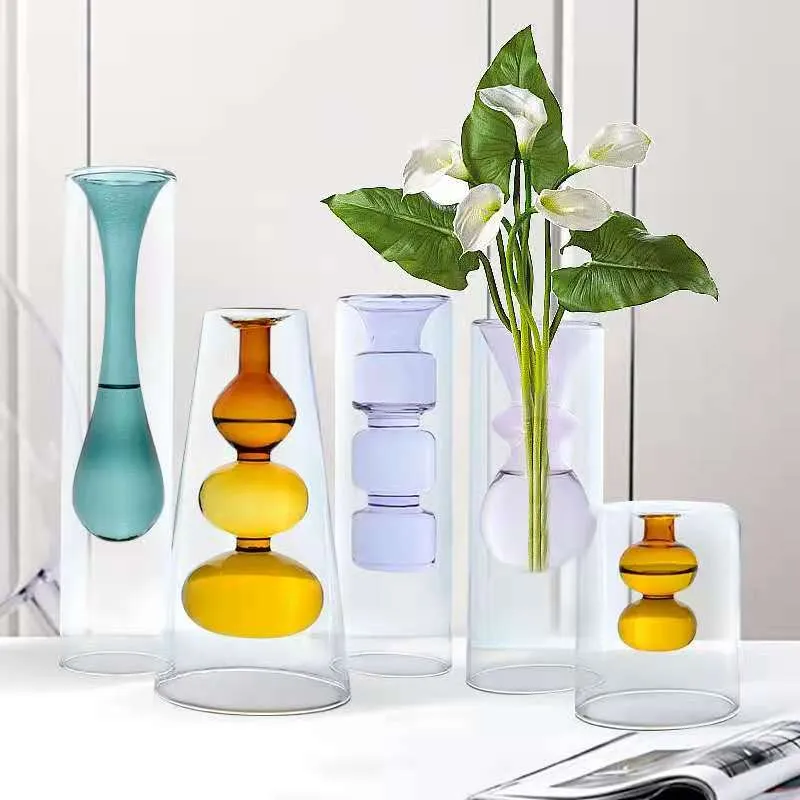 Inside Out Double Walled Glass Vase