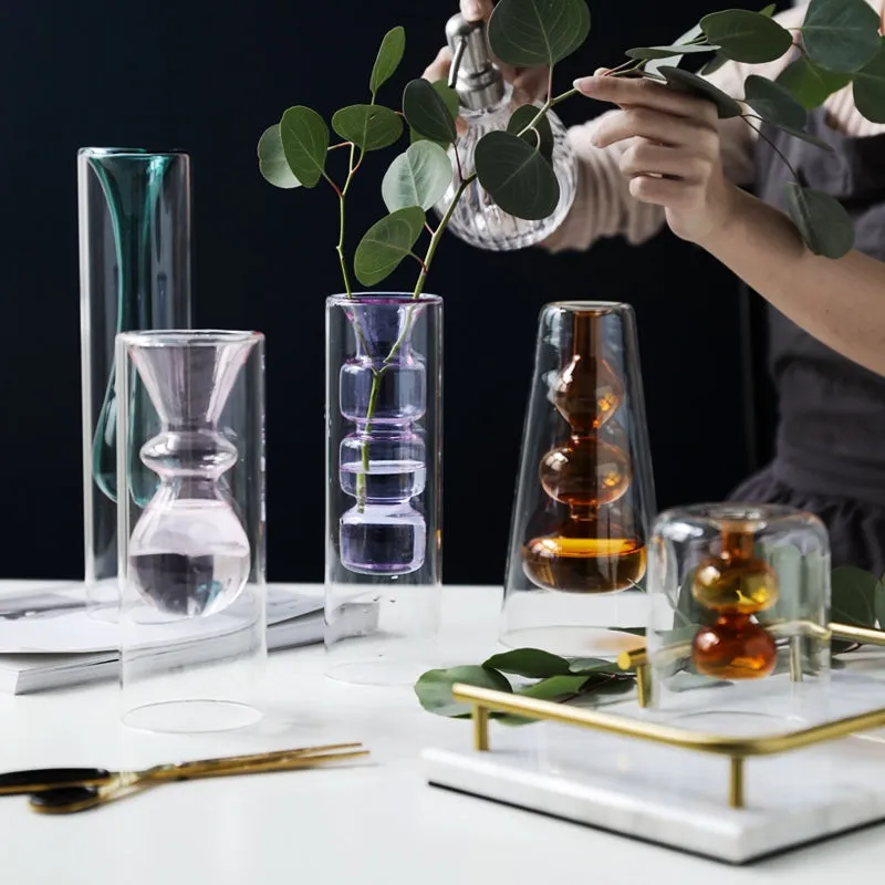 Inside Out Double Walled Glass Vase