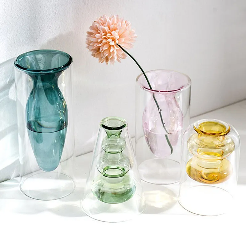 Inside Out Double Walled Glass Vase