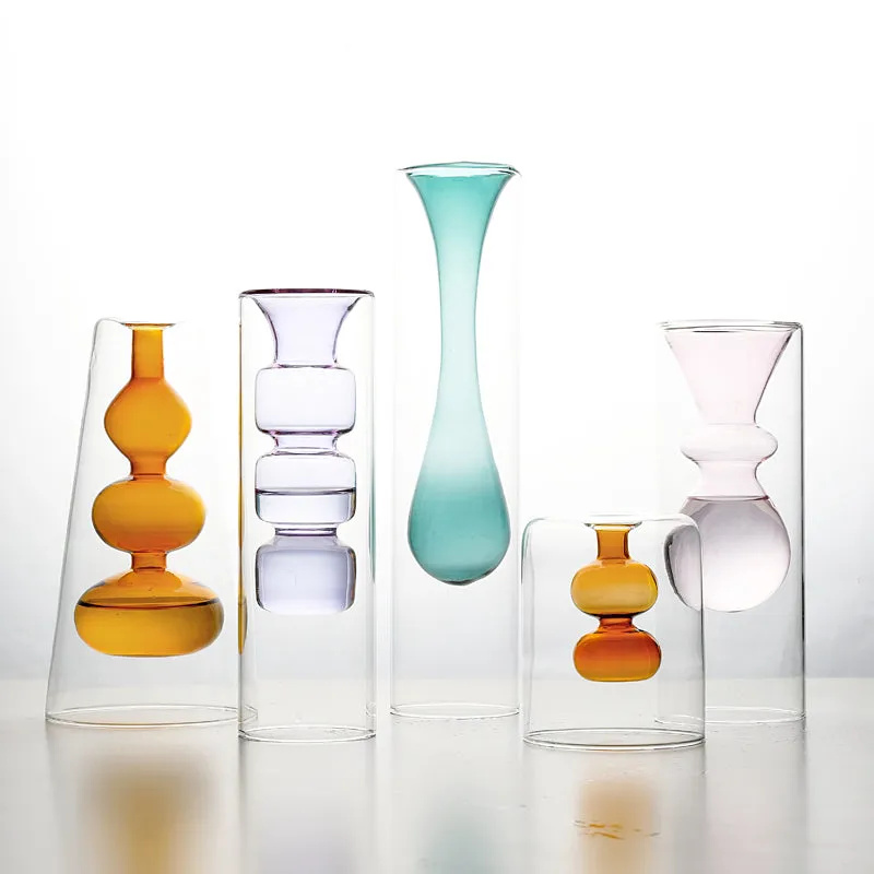 Inside Out Double Walled Glass Vase