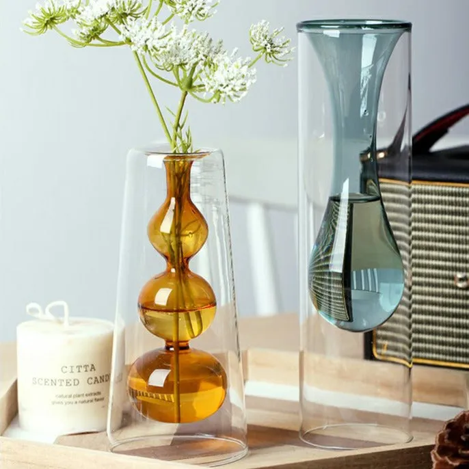 Inside Out Double Walled Glass Vase