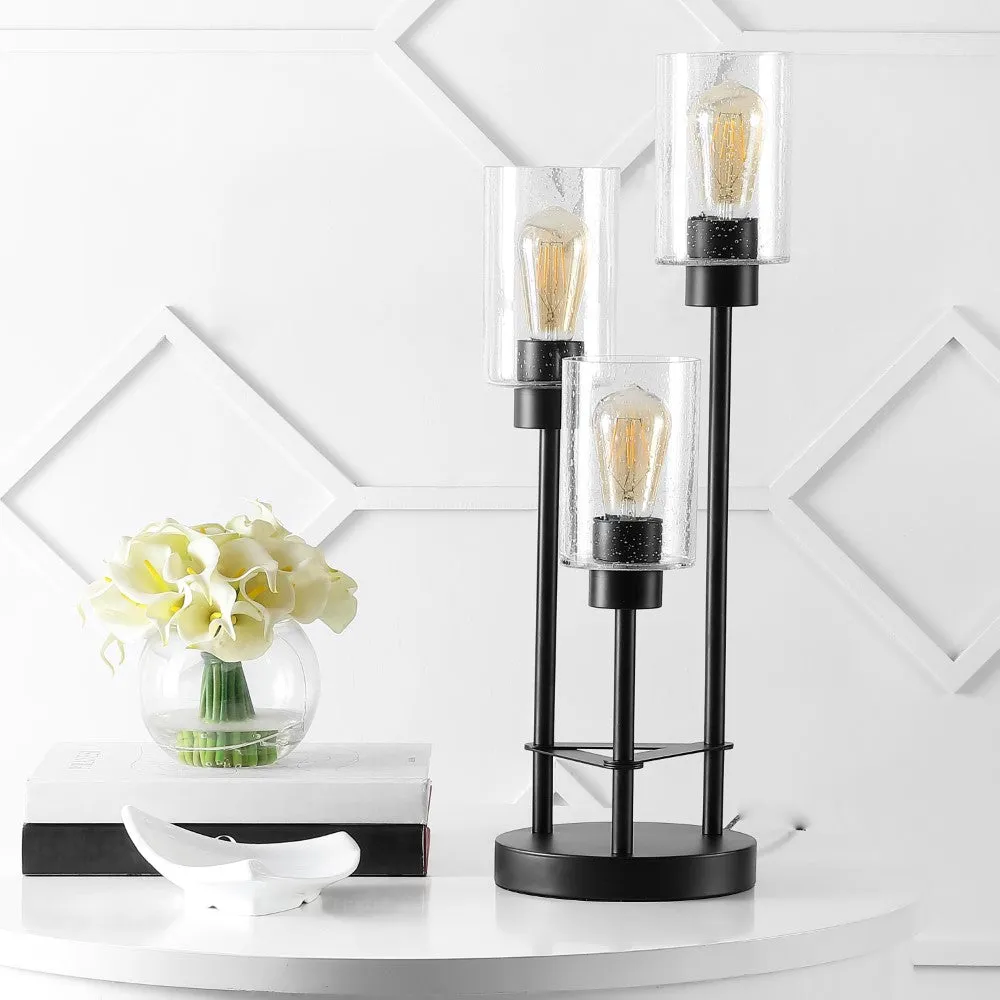 Jackson Modern 20.5" Iron/Seeded Glass Modern Industrial LED Table Lamp