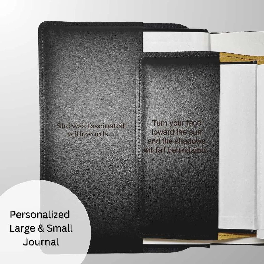 Leather Refillable Journal Notebook, Cat in Window