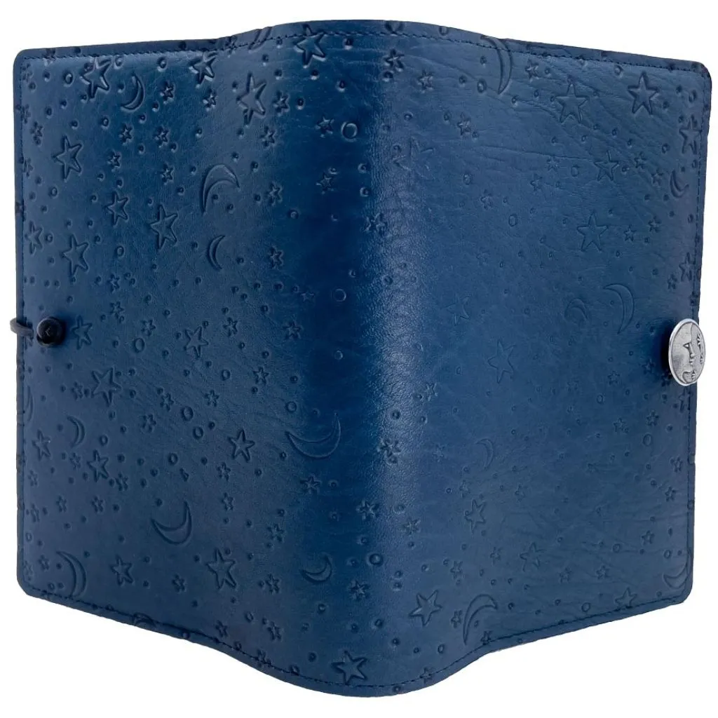 Leather Refillable Journal Notebook, Moon & Stars