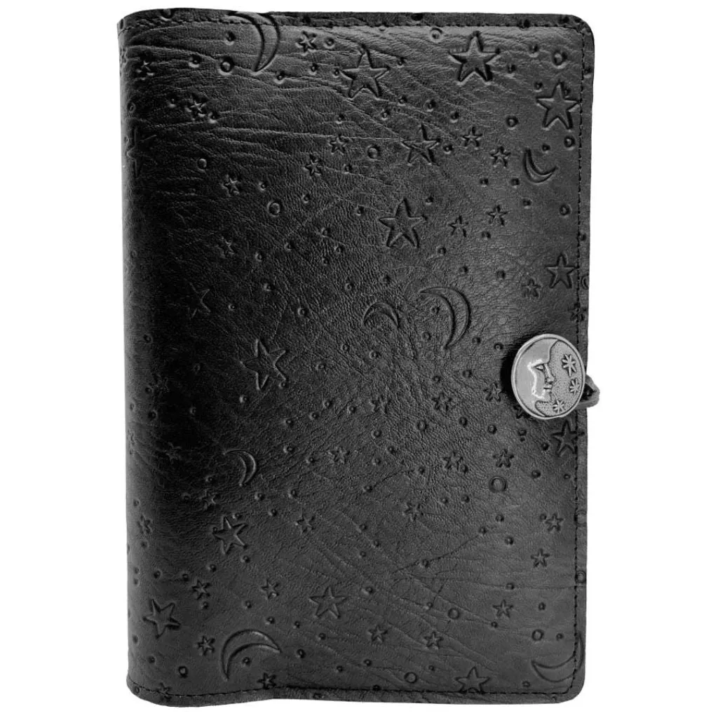 Leather Refillable Journal Notebook, Moon & Stars