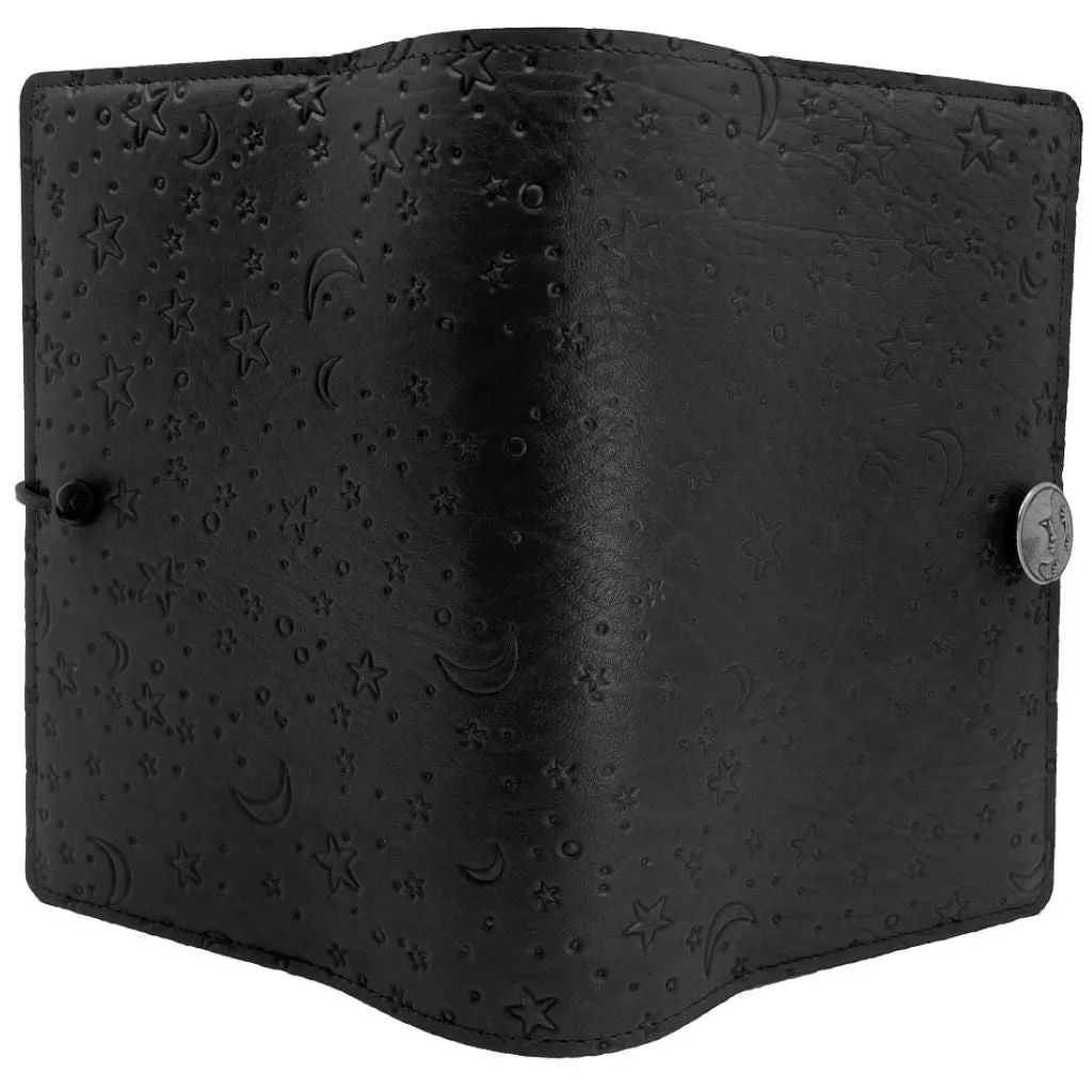 Leather Refillable Journal Notebook, Moon & Stars